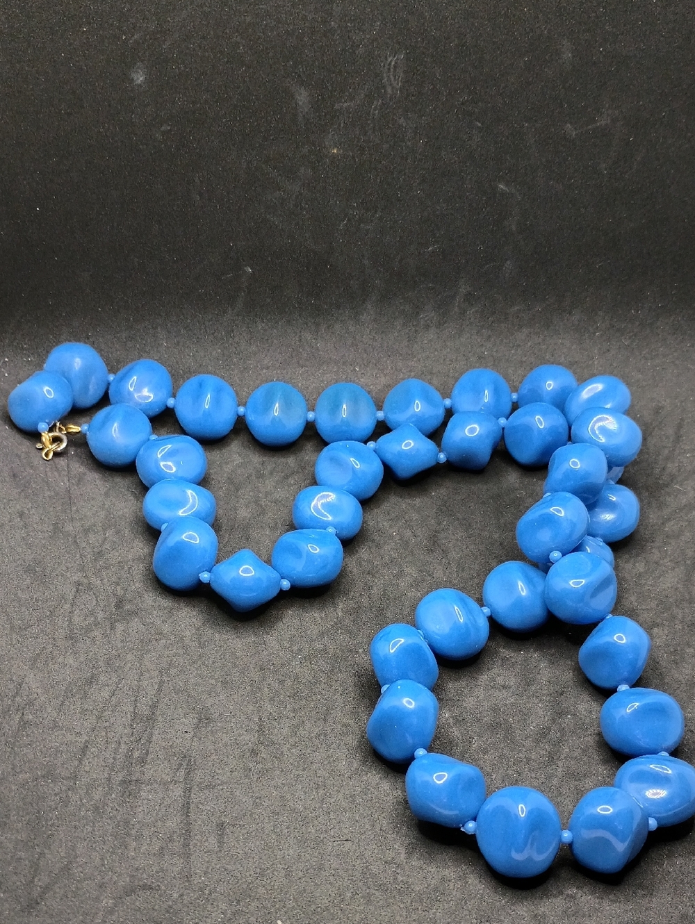 Chunky Blue Bead Necklace - Vibrant Blue Statement Jewelry